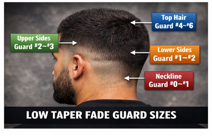 low taper fade guard sizes